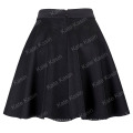 Kate Kasin Stock Womens Falda de Falda Estirada Artificial Básica Negro A-Line KK000665-1